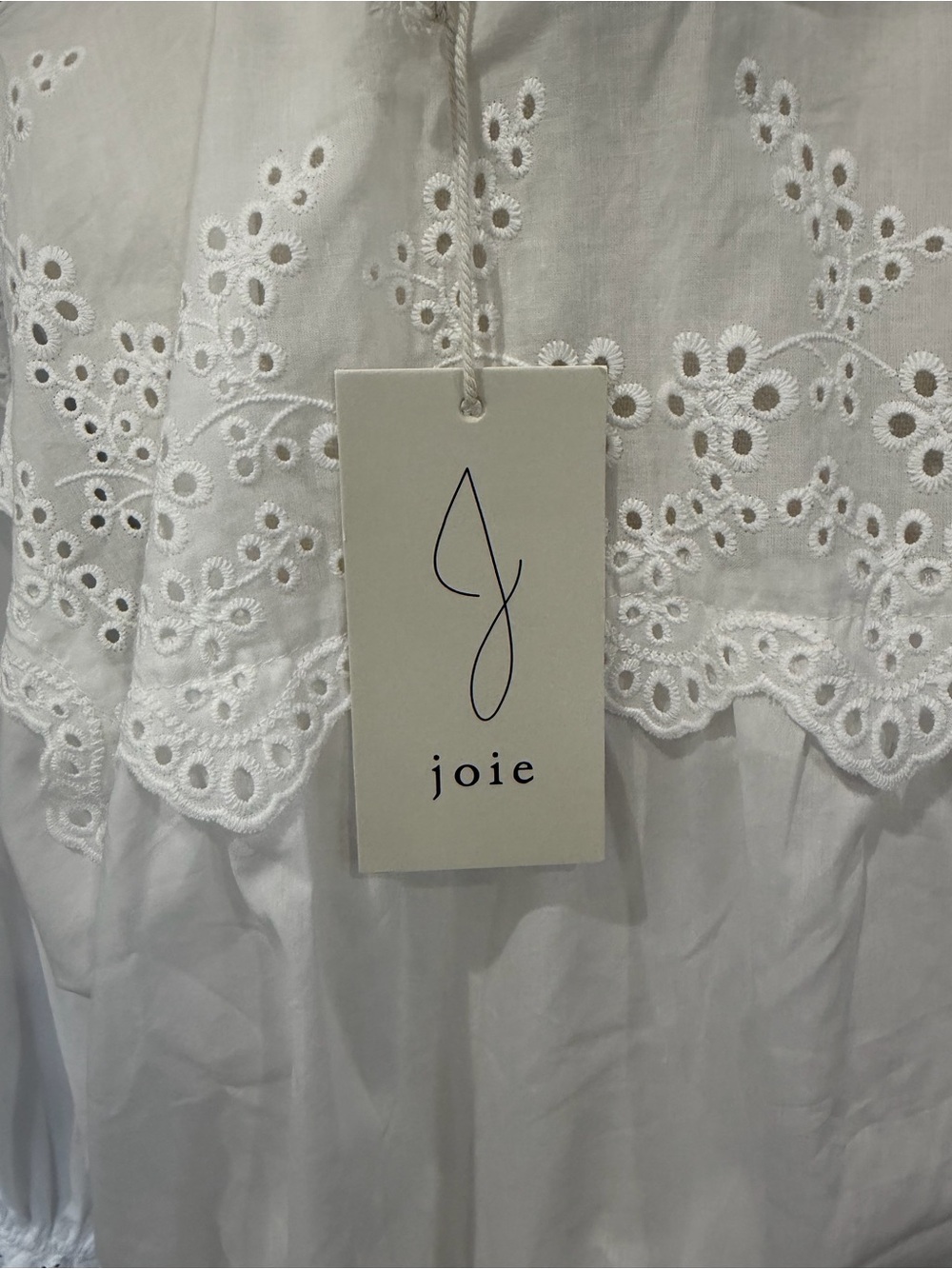 Joie Women's White Eyelet Peasant Blouse with Tie Front NWT - Picture 3 of 8